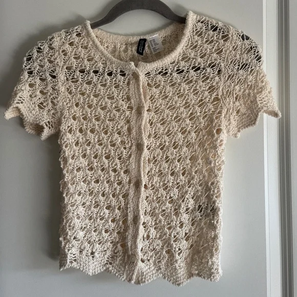 Divided Ivory Crochet Knit Top - Picture 7 of 13